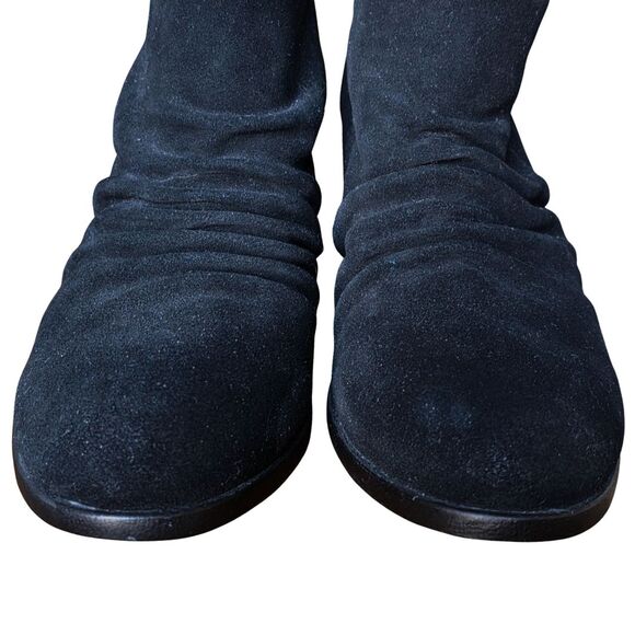 Born BOC Settle Black Leather Suede Slouch Ruched Ankle Boots 11 - Picture 5 of 16